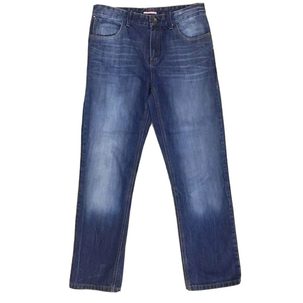 Tommy Hilfiger Jeans 18 Youth Straight‎ Fade Distressed Denim Blue 30 X 28
